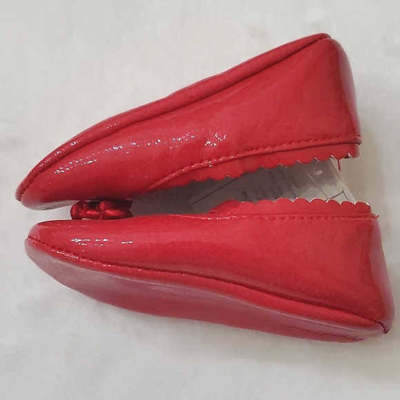 NWT Baby Gap Red Scallop Edge Bow Soft Shoes Baby Girl 6-12 Months - Picture 6 of 9